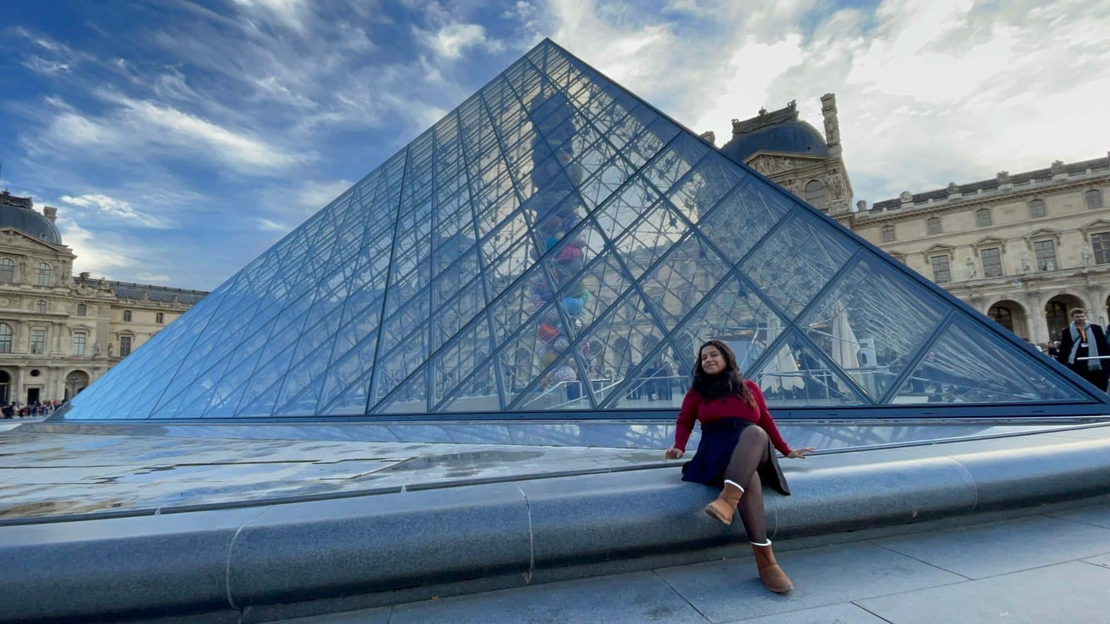 The image shows a digital nomad Sharvani Chandvale in Paris