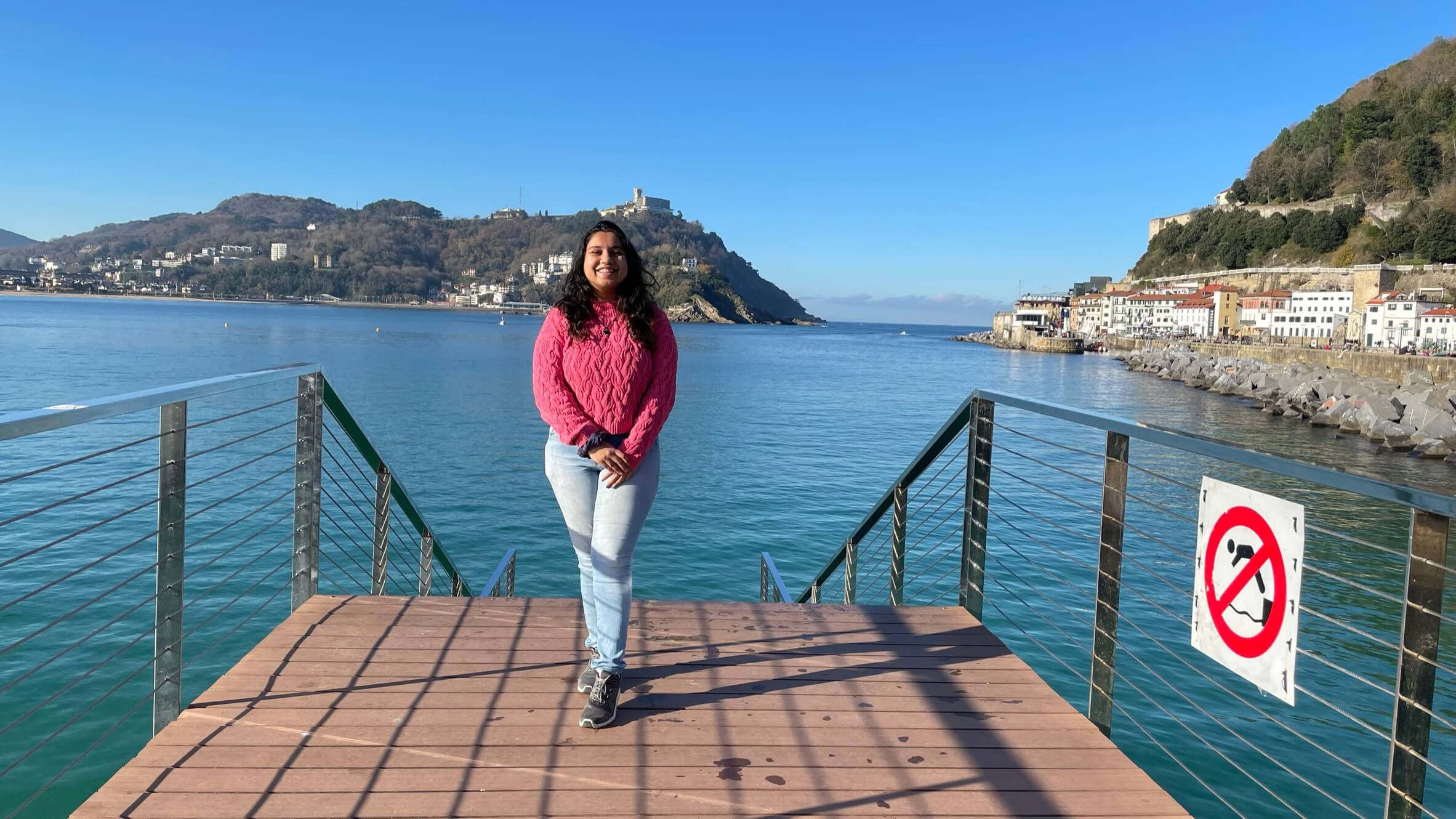The image shows a digital nomad Sharvani Chandvale in Spain