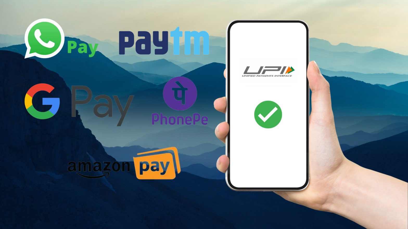 The image shows a phone making UPI Payments in India