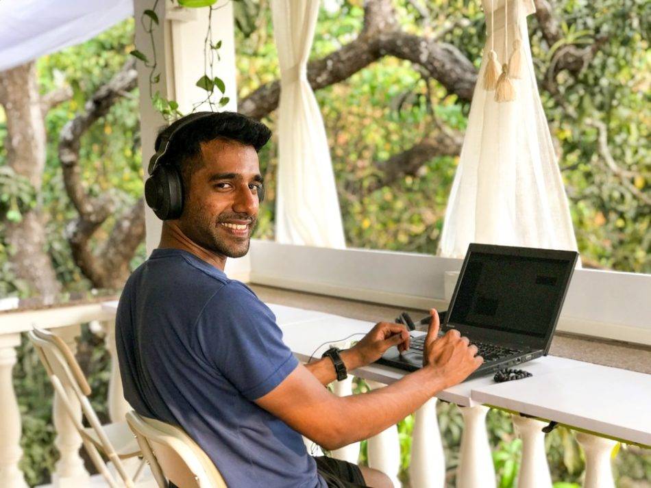 A digital nomad in India coworking at NomadGAo Anjuna Goa India